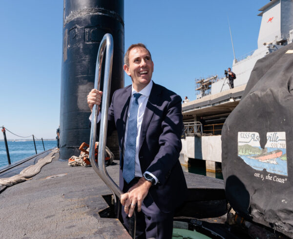 Jim Chalmers on board nuclear powered submarine HMAS Stirling