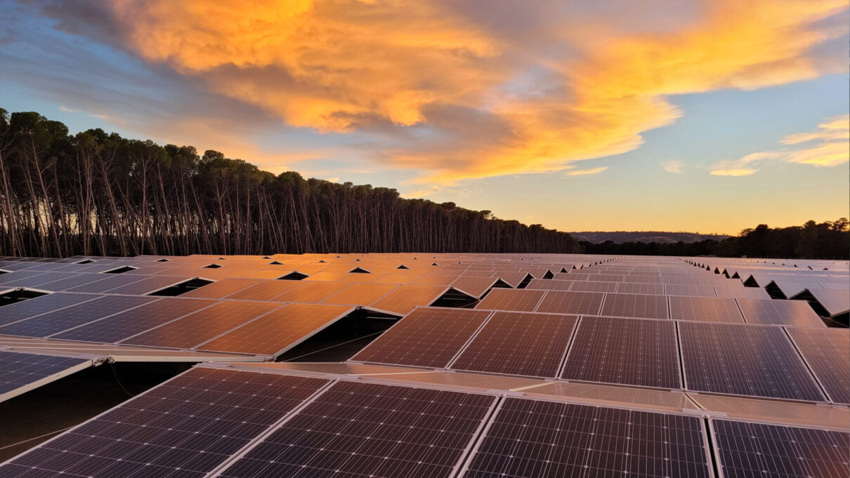 A supplied rendered image obtained on Friday, April 1, 2022 of the solar farm to be built near Elliott, NT, for the world's first intercontinental renewable power system.