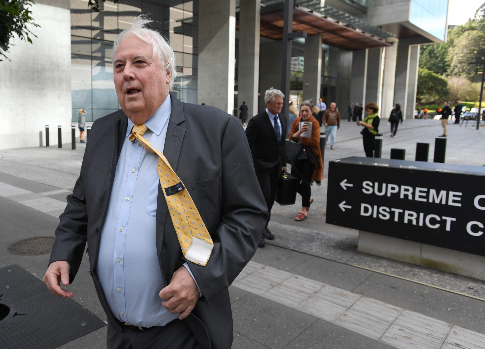 Clive Palmer is seen outside the Brisbane Supreme Court in Brisbane, Tuesday, May 31, 2022. Hearing in Clive Frederick Palmer v the Magistrates Court and Palmer Leisure Coolum v Magistrates Court. (AAP Image/Darren England) NO ARCHIVING