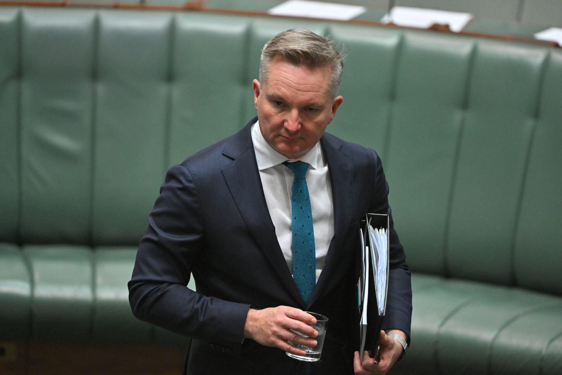 Minister for Climate Change Chris Bowen arrives for Question Time in the House of Representatives at Parliament House in Canberra, Thursday, November 30, 2023. 