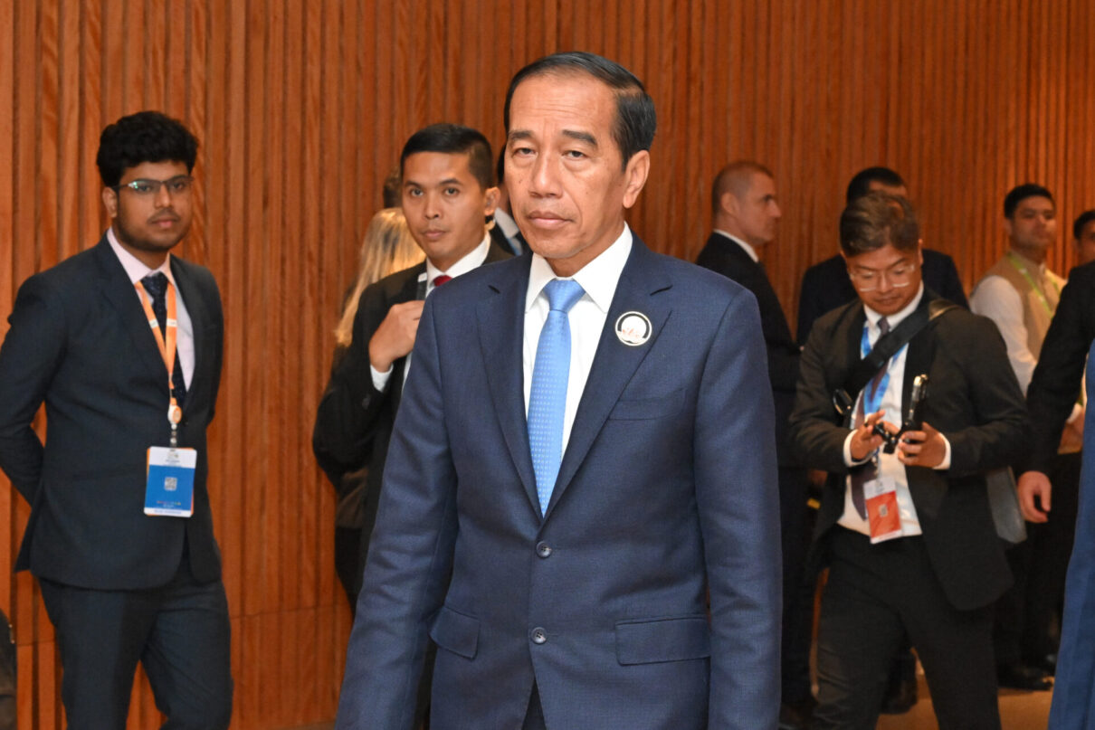 Indonesia’s President Joko Widodo arrives at a MIKTA meeting (a grouping of Mexico, Indonesia, Republic of Korea, Turkey and Australia) during the G20 Leaders’ Summit in New Delhi, India, Saturday, September 9, 2023.