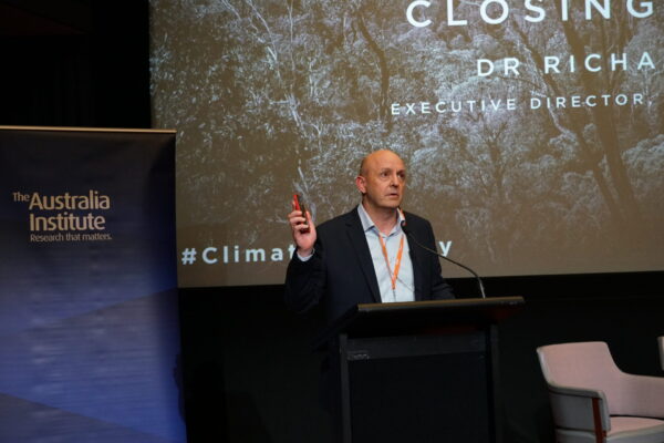 Dr Richard Denniss delivers his closing remarks at the Australia Institute's 2024 Climate Integrity Summit