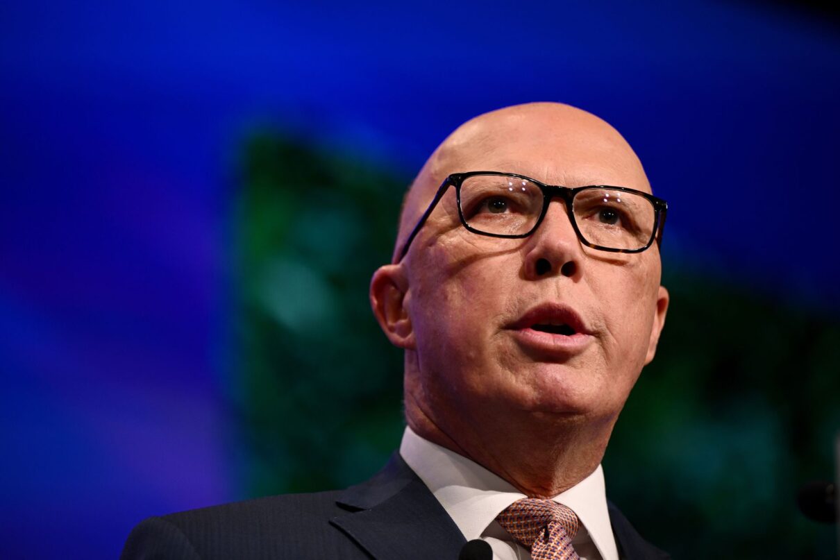 Leader of the Opposition Peter Dutton delivers his keynote speech during the Australian Financial Review Business Summit, in Sydney, Tuesday, March 12, 2024.