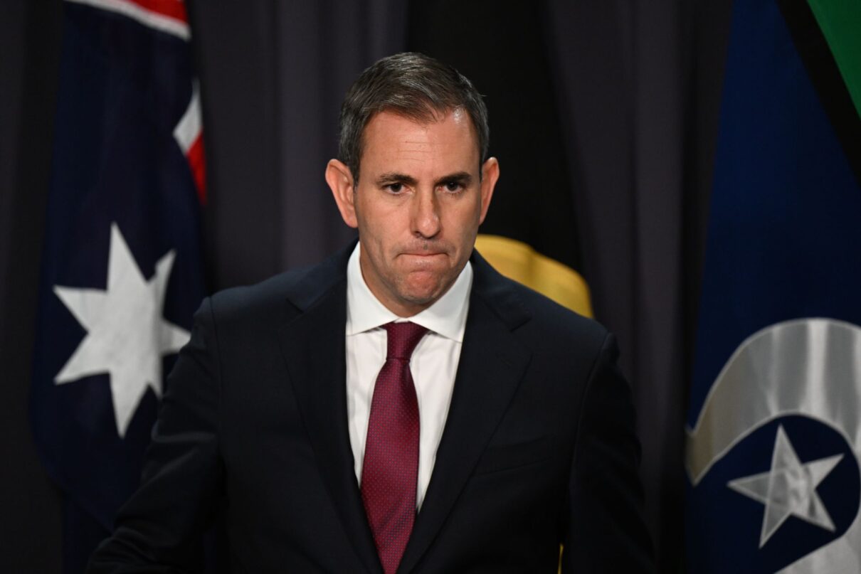 Australian Treasurer Jim Chalmers speaks during a press conference at Parliament House in Canberra, Wednesday, December 6, 2023.