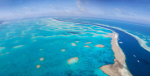Photography taken out of airplane. Hardy and Hook Reef separated by tidal channel
