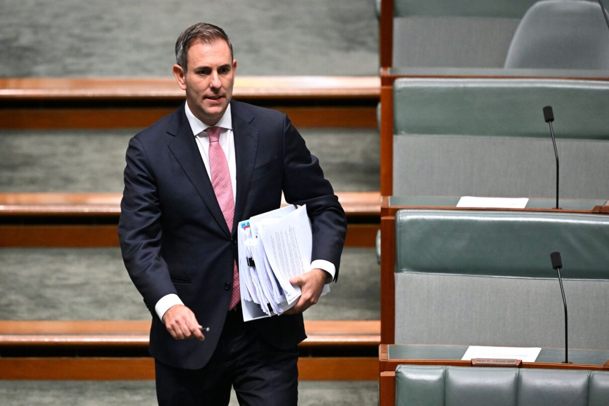 Australian Treasurer Jim Chalmers arrives during House of Representatives Question Time at Parliament House in Canberra, Tuesday, March 19, 2024