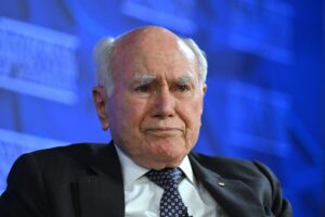 Former Australian prime minister John Howard at the National Press Club in Canberra, Thursday, August 18, 2022. Former prime minister Howard was discussing his forthcoming book, “A Sense of Balance”.