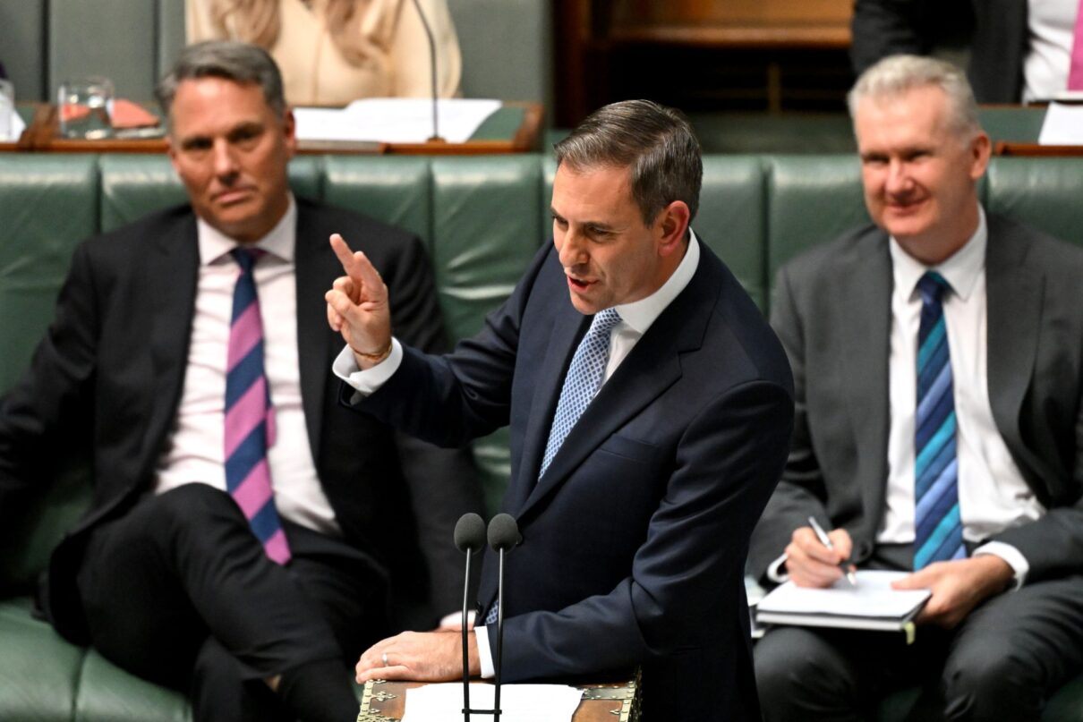 Australian Treasurer Jim Chalmers speaks during Question Time in the House of Representatives at Parliament House in Canberra, Wednesday, May 15, 2024
