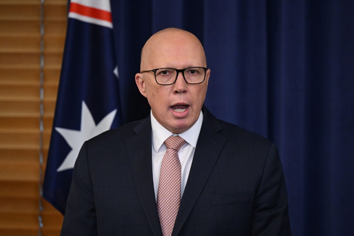 Australian Opposition Leader Peter Dutton speaks to the media during a press conference at Parliament House in Canberra, Tuesday, July 2, 2024.