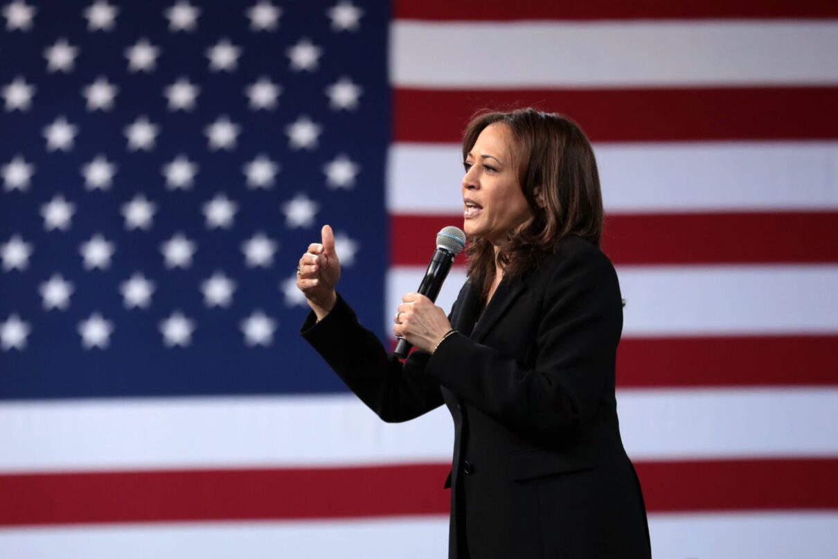 U.S. Senator Kamala Harris speaking with attendees at the 2019 National Forum on Wages and Working People hosted by the Center for the American Progress Action Fund and the SEIU at the Enclave in Las Vegas, Nevada. https://flickr.com/photos/gageskidmore/46823600565/