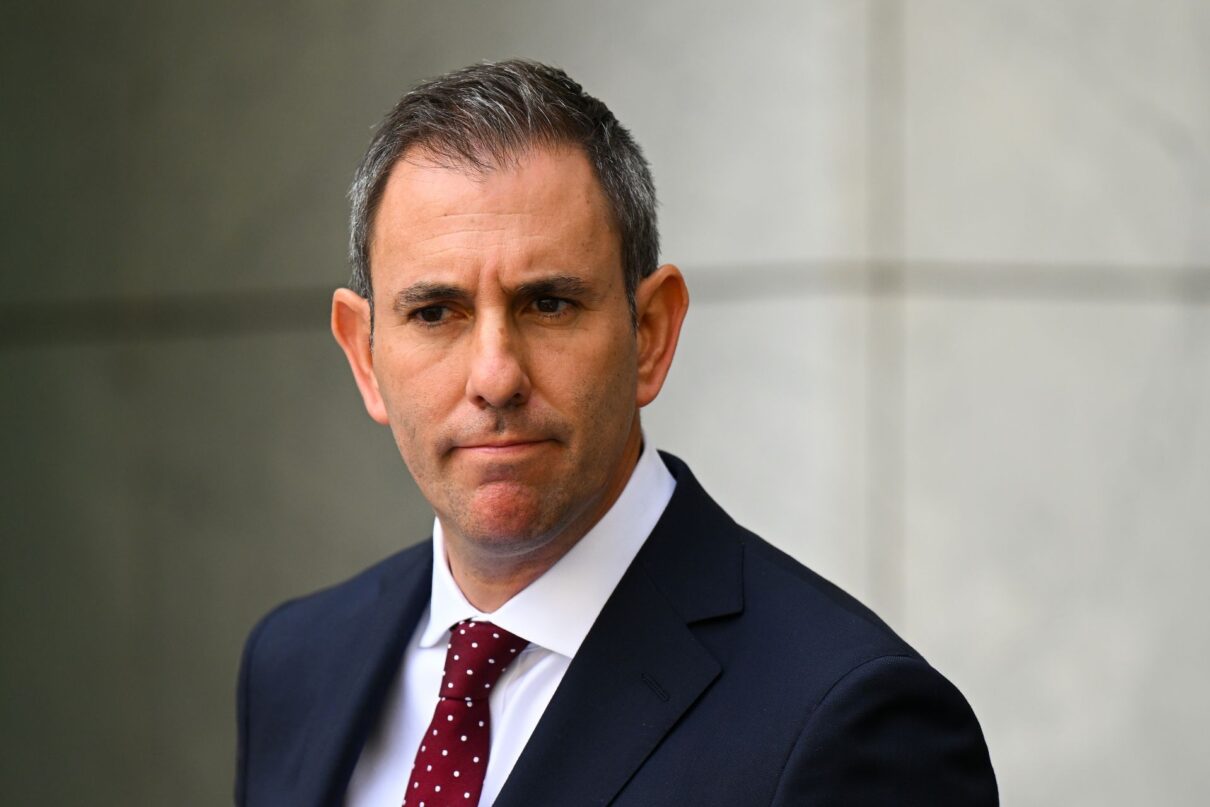 Australian Treasurer Jim Chalmers speaks to the media during a press conference at Parliament House in Canberra, Tuesday, February 28, 2023.