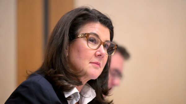 Liberal Senator Jane Hume reacts during Senate Estimates at Parliament House in Canberra, Thursday, May 30, 2024.