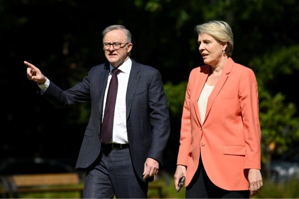 Australian Prime Minister Anthony Albanese and Member for Sydney Tanya Plibersek arrive at a press conference in Rosebery, Sydney, Tuesday, September 17, 2024.