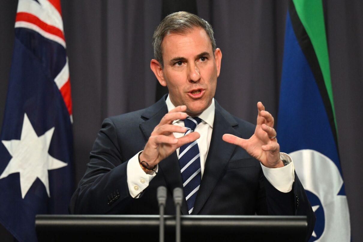 Australian Treasurer Jim Chalmers speaks to the media during a press conference at Parliament House in Canberra, Wednesday, September 4, 2024.