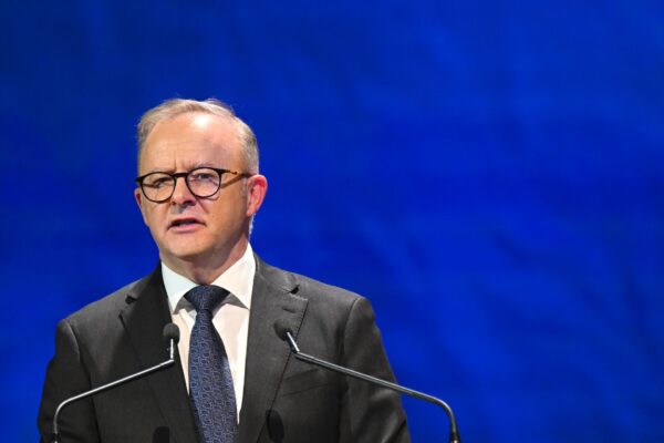 Australian Prime Minister Anthony Albanese speaks during the Minerals Council of Australia parliamentary dinner at Parliament House in Canberra, Monday, September 9, 2024.