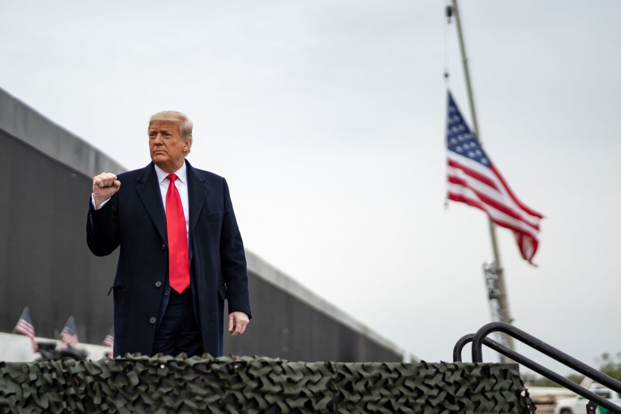 President Donald J. Trump concludes his remarks at the 450th mile of the new border wall Tuesday, Jan. 12, 2021, near the Texas Mexico border. (Official White House Photo by Shealah Craighead)