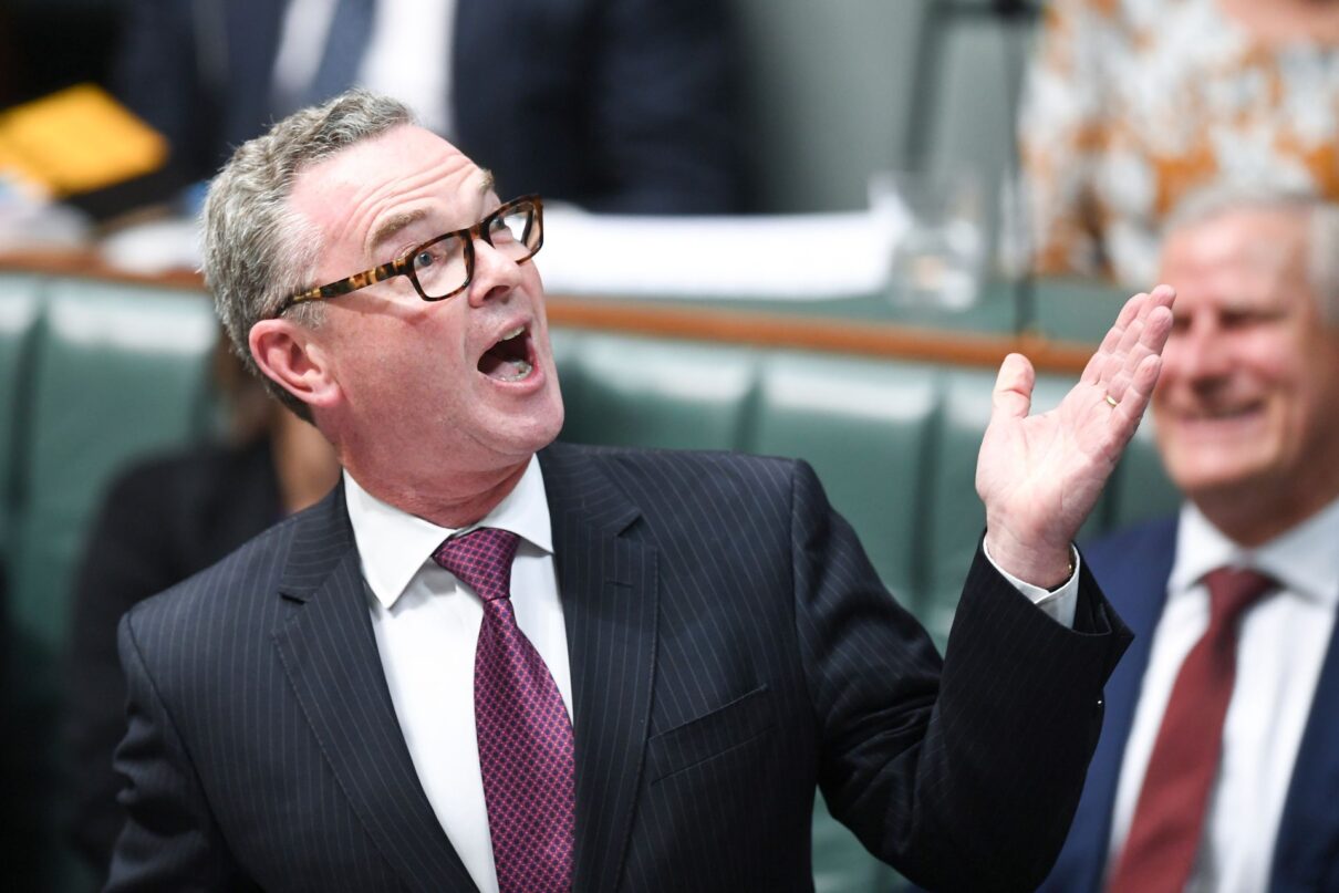 Australian Defence Minister Christopher Pyne delivers his valedictory speech in the House of Representatives at Parliament House in Canberra, Thursday, April 4, 2019.