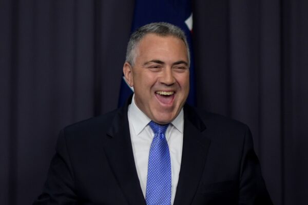 Australian Treasurer Joe Hockey speaks to the media during a press conference at Parliament House in Canberra, Wednesday, Sept. 16, 2015. Mr Hockey commented on the introduction of the multinational anti-avoidance legislation into Parliament.