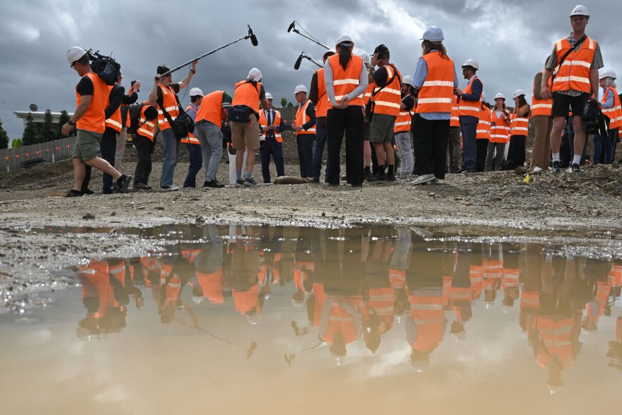 Leader of the Opposition Peter Dutton at a new housing estate in Upper Kendron, north western Brisbane on day 17 of his 2025 Federal Election Campaign in the seat of Ryan, Monday, April 14, 2025.