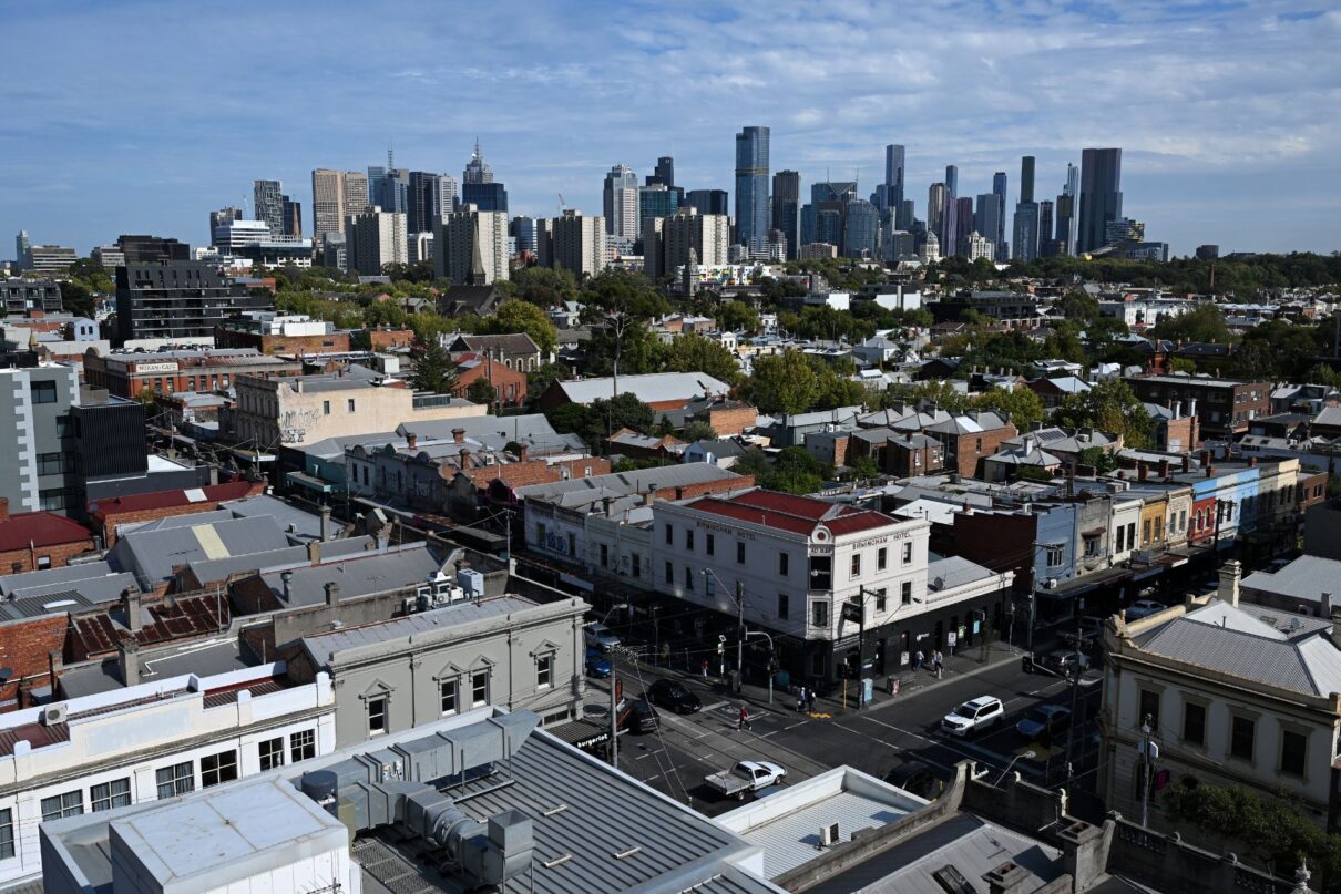 The Melbourne skyline and rooftops of buildings are seen in Melbourne, Wednesday, April 16, 2025.