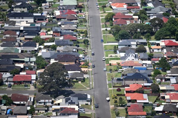 Housing in Western Sydney is seen from the air, Sydney, Tuesday, October 29, 2024.