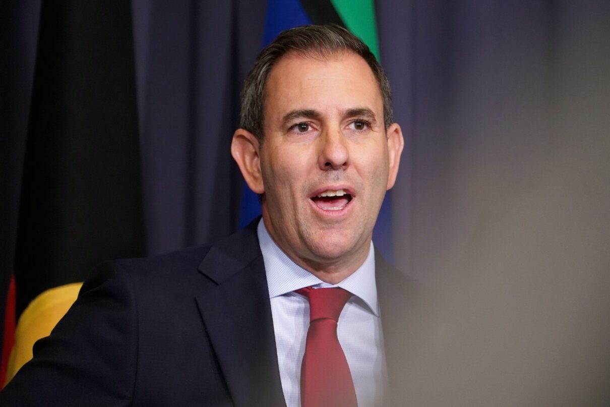 Federal Treasurer Jim Chalmers speaks to media during a press conference in response to inflation data at Parliament House in Canberra, Australian Capital Territory, on Wednesday, April 30, 2025.