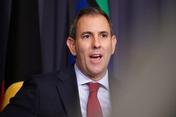 Federal Treasurer Jim Chalmers speaks to media during a press conference in response to inflation data at Parliament House in Canberra, Australian Capital Territory, on Wednesday, April 30, 2025.