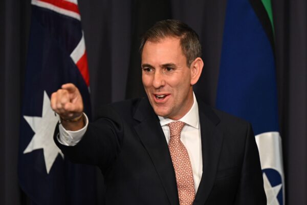 Australian Treasurer Jim Chalmers speaks to media during a press conference at Parliament House in Canberra, Tuesday, May 20, 2025.