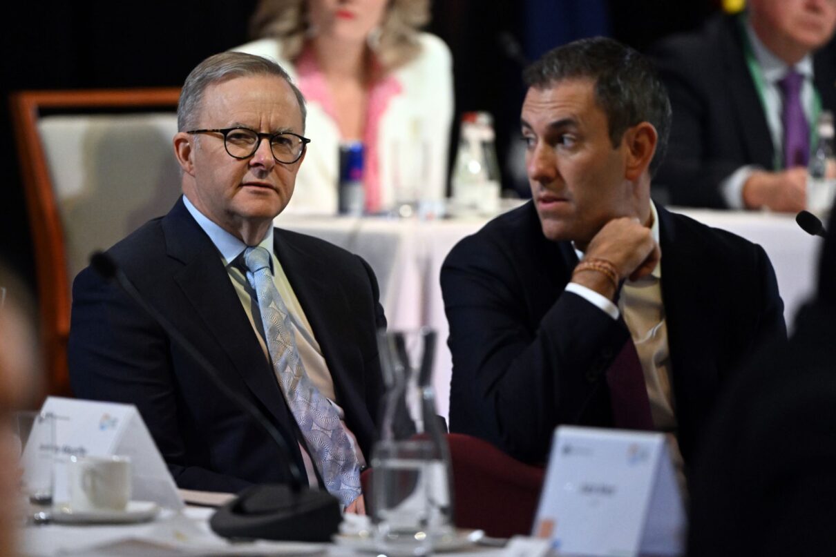 Prime Minister Anthony Albanese and Treasurer Jim Chalmers during the Jobs and Skills Summit at Parliament House in Canberra, Friday, September 2, 2022.