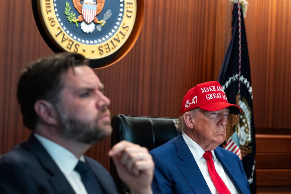 President Donald Trump and his national security team meet in the Situation Room of the White House, Saturday, June 21, 2025. (Official White House Photo by Daniel Torok)