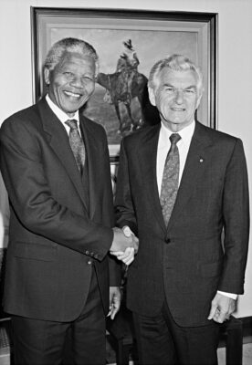 Bob Hawke met Nelson Mandela soon after his release from prison