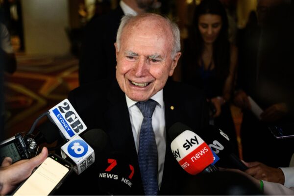 Former Prime Minsiter John Howard speaks to media at a NSW Liberal Election Night Event, in Sydney, Saturday, March 25, 2023. New South Wales voters have cast their ballots today to determine the 58th Parliament of NSW.