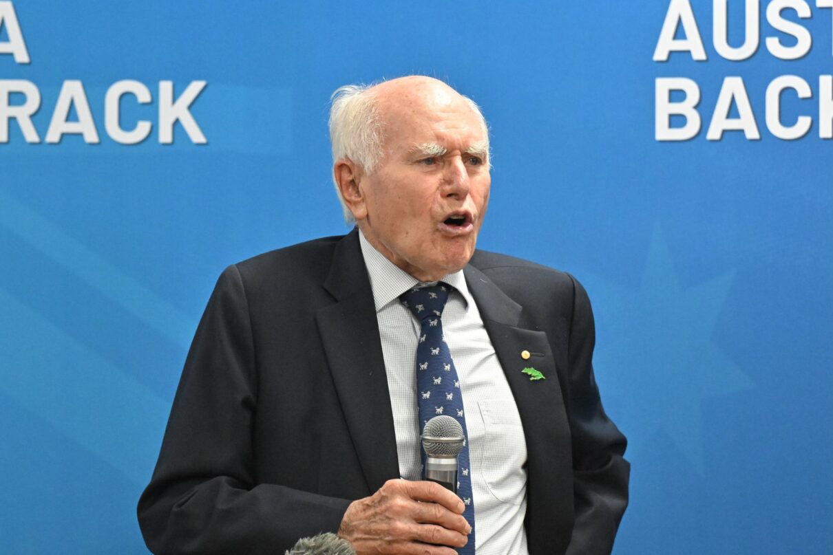 Former prime minister John Howard at a campaign rally in Mona Vale, Sydney on day 30 of his 2025 Federal Election Campaign in the seat of Mackellar, Sunday, April 27, 2025.