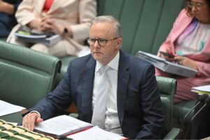 Prime Minister Anthony Albanese during Question Time in the House of Representatives at Parliament House in Canberra, Thursday, July 31, 2025.