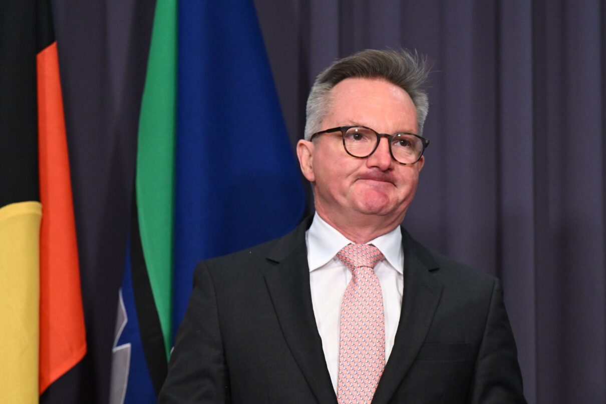 Australian Energy and Climate Change Minister Chris Bowen speaks to the media during a press conference at Parliament House in Canberra, Monday, September 15, 2025.
