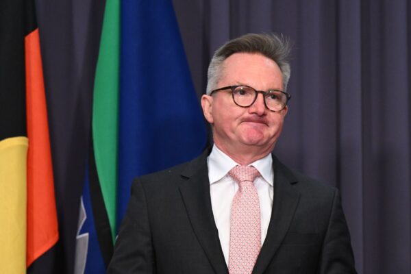 Australian Energy and Climate Change Minister Chris Bowen speaks to the media during a press conference at Parliament House in Canberra, Monday, September 15, 2025.