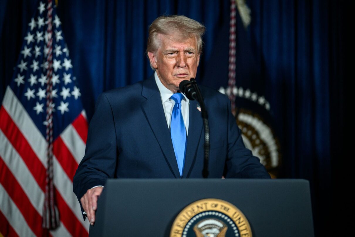 President Donald Trump addresses the nation on the shooting of two National Guard soldiers in Washington, D.C., Wednesday, November 26, 2025, from his residence in Mar-a-Lago in Palm Beach, Florida. (Official White House Photo by Daniel Torok)
