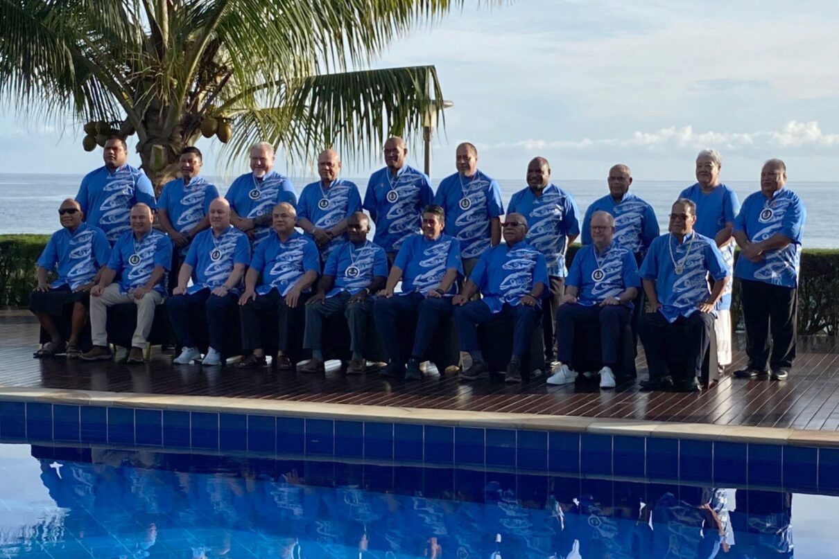 Pacific Island leaders including Australia’s Prime Minister Anthony Albanese (front row, 2nd from right) pose for the family photo in Honiara, Solomon Islands, Thursday, September 11, 2025.