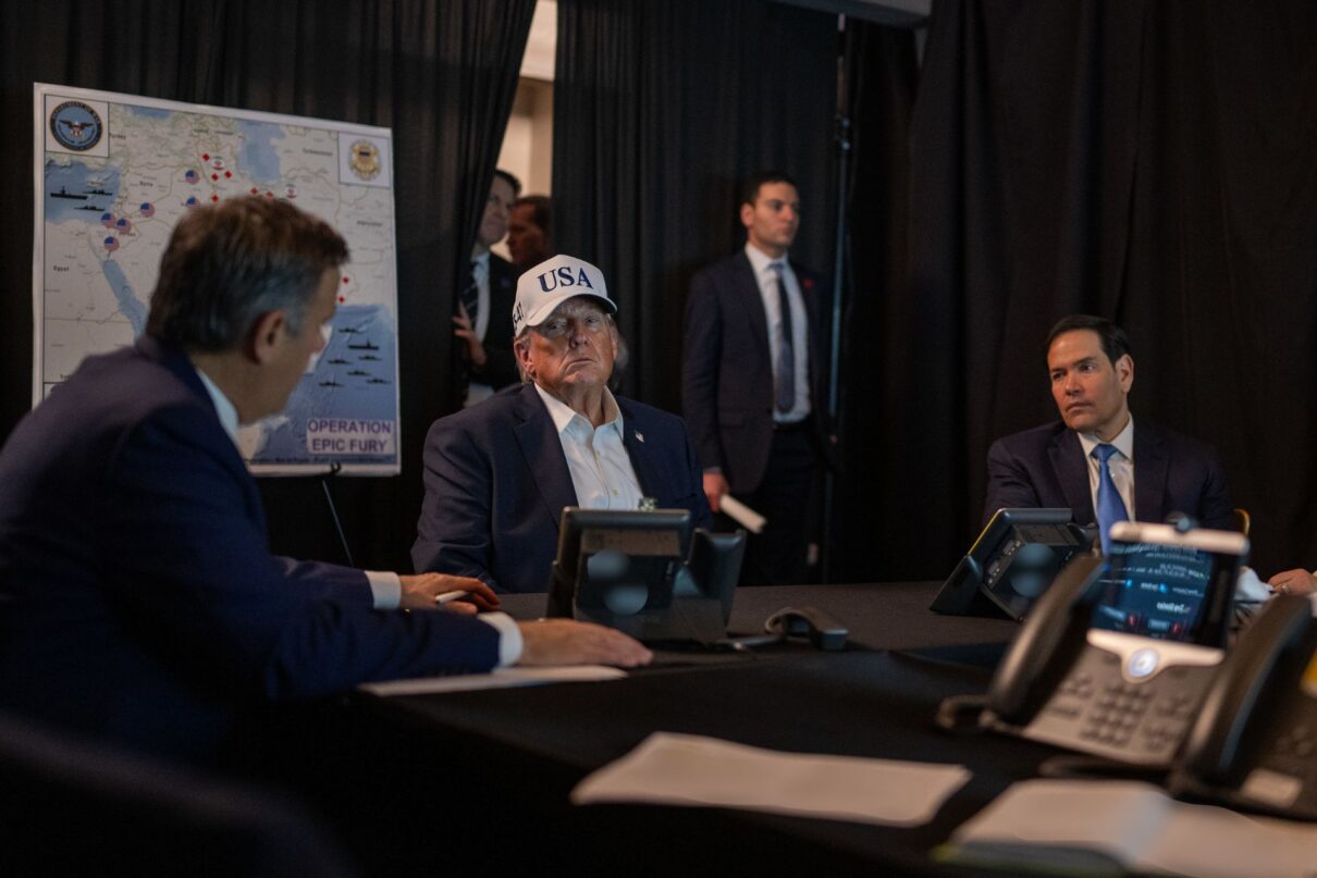 President Donald J. Trump oversees Operation Epic Fury at Mar-a-Lago, Palm Beach, FL, Feb. 28, 2026. (White House photo by Daniel Torok) President Donald J. Trump oversees Operation Epic Fury at Mar-a-Lago, Palm Beach, FL, Feb. 28, 2026. (White House photo by Daniel Torok)