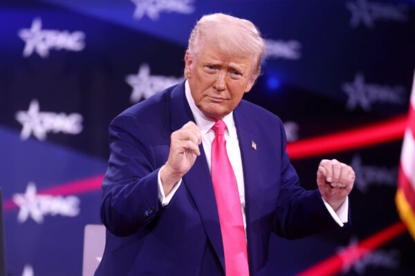 President of the United States Donald Trump speaking at the 2025 Conservative Political Action Conference (CPAC) at the Gaylord National Resort & Convention Center in National Harbor, Maryland.