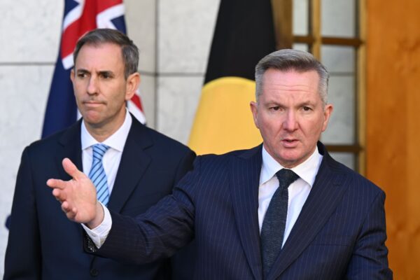 Australian Energy Minister Chris Bowen speaks to the media during a press conference at Parliament House in Canberra, Monday, 30 March, 2026.