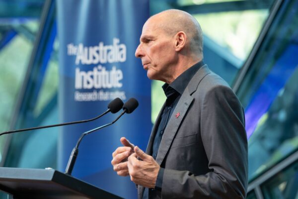Yanis Varoufakis speaking in Melbourne in March 2026.