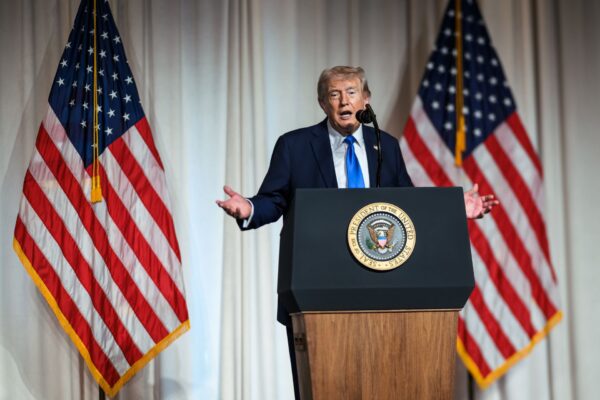 President Donald J. Trump delivers remarks at a Crypto conference at the Mar-a-Lago Club, Saturday, April 25, 2025, in Palm Beach, Florida. (Official White House Photo by Daniel Torok)