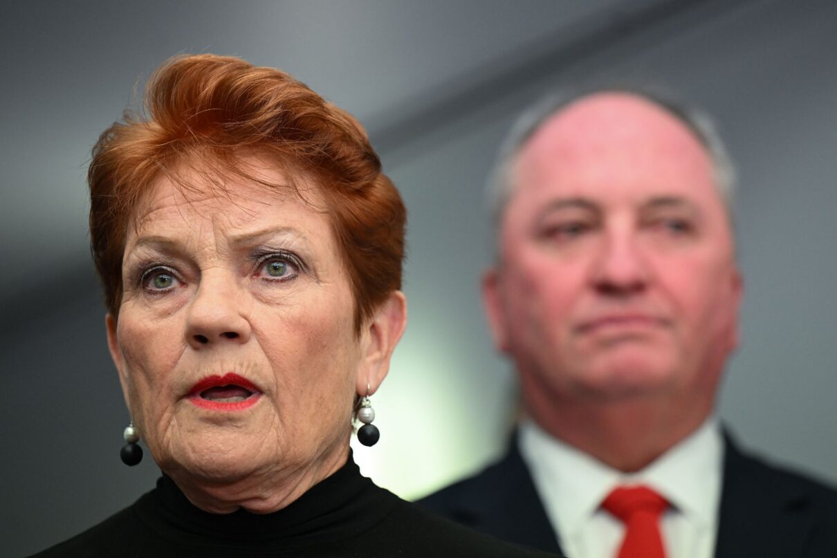 One Nation Leader Pauline Hanson speaks to the media during a dooorstop interview at Parliament House in Canberra, Wednesday, March 25, 2026.