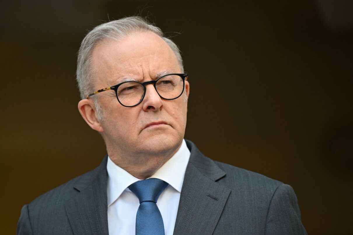 Australian Prime Minister Anthony Albanese speaks to the media during a press conference at Parliament House in Canberra, Thursday, May 14, 2026.
