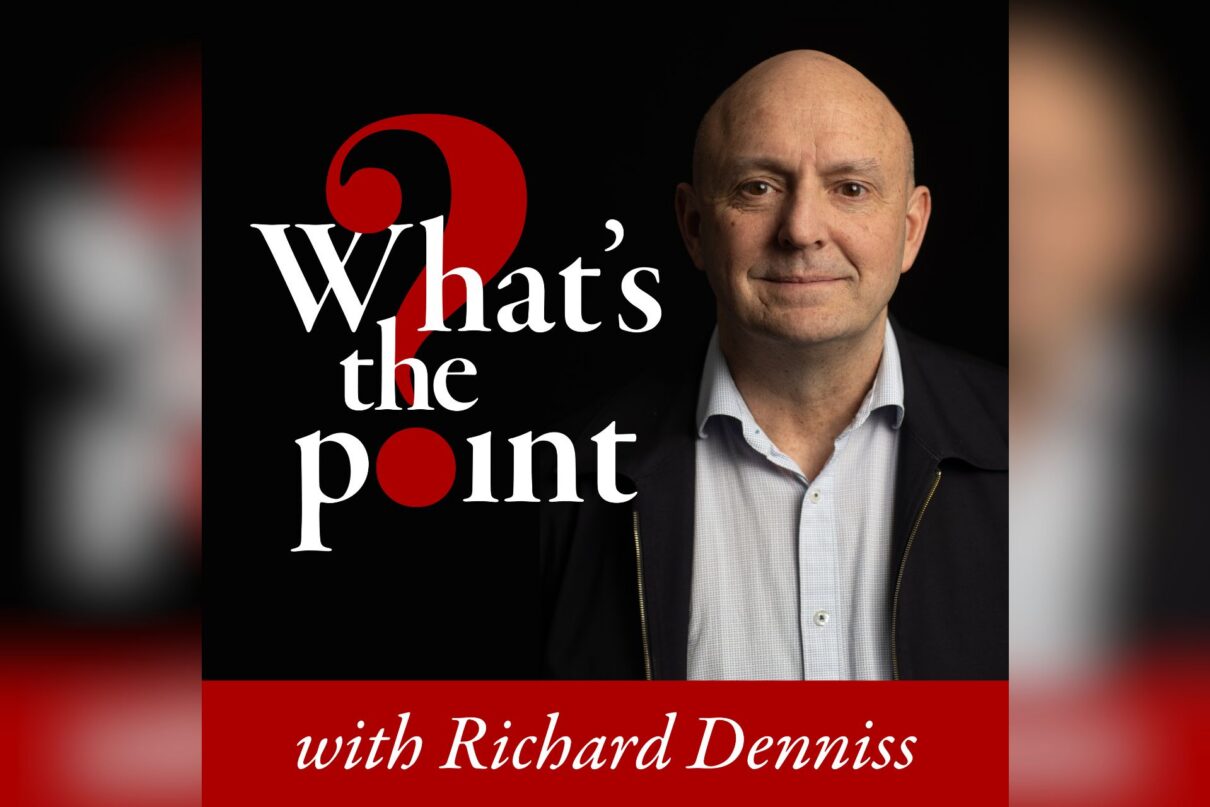What's the Point? with Richard Denniss podcast logo with a blurred background