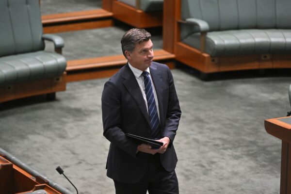 Leader of the Opposition Angus Taylor before Question Time in the House of Representatives at Parliament House in Canberra, Tuesday, June 23, 2026.